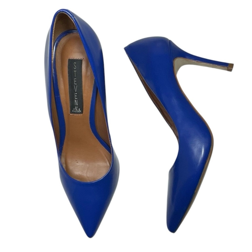 Steven New York Sheila Blue Leather Pointed Toe Pumps Size 8